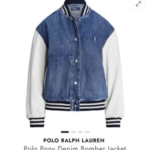 Ralph Lauren Blue Denim Jacket with Striped Collar
